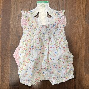Little Me 18M Floral Baby Romper with Ruffle Sleeves